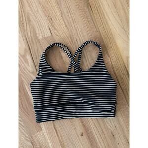 LULULEMON Energy Sports Bra Classic Stripe Black White Size 6 Womens